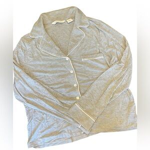 Cupcakes and Cashmere Sleep Shirt Women's Medium Gray Button Up Long Sleeve